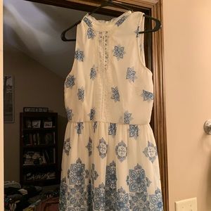 White and floral dress